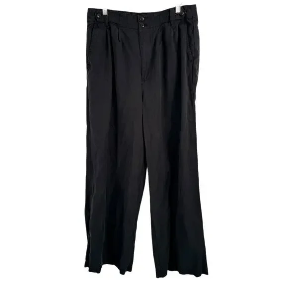 Madewell Harlow Wide Leg Pant Drapey Twill True Black Lyocell Linen Womens 8 - Picture 2 of 8